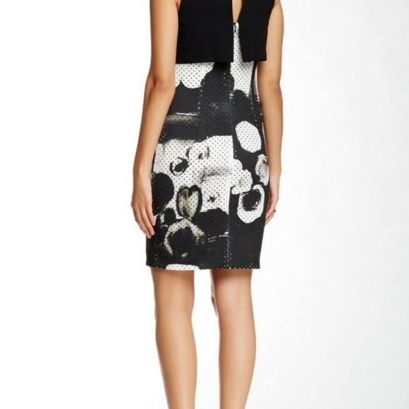EUC SZ 2 Trina Turk Black and White Floral Sheath dress - Picture 2 of 5